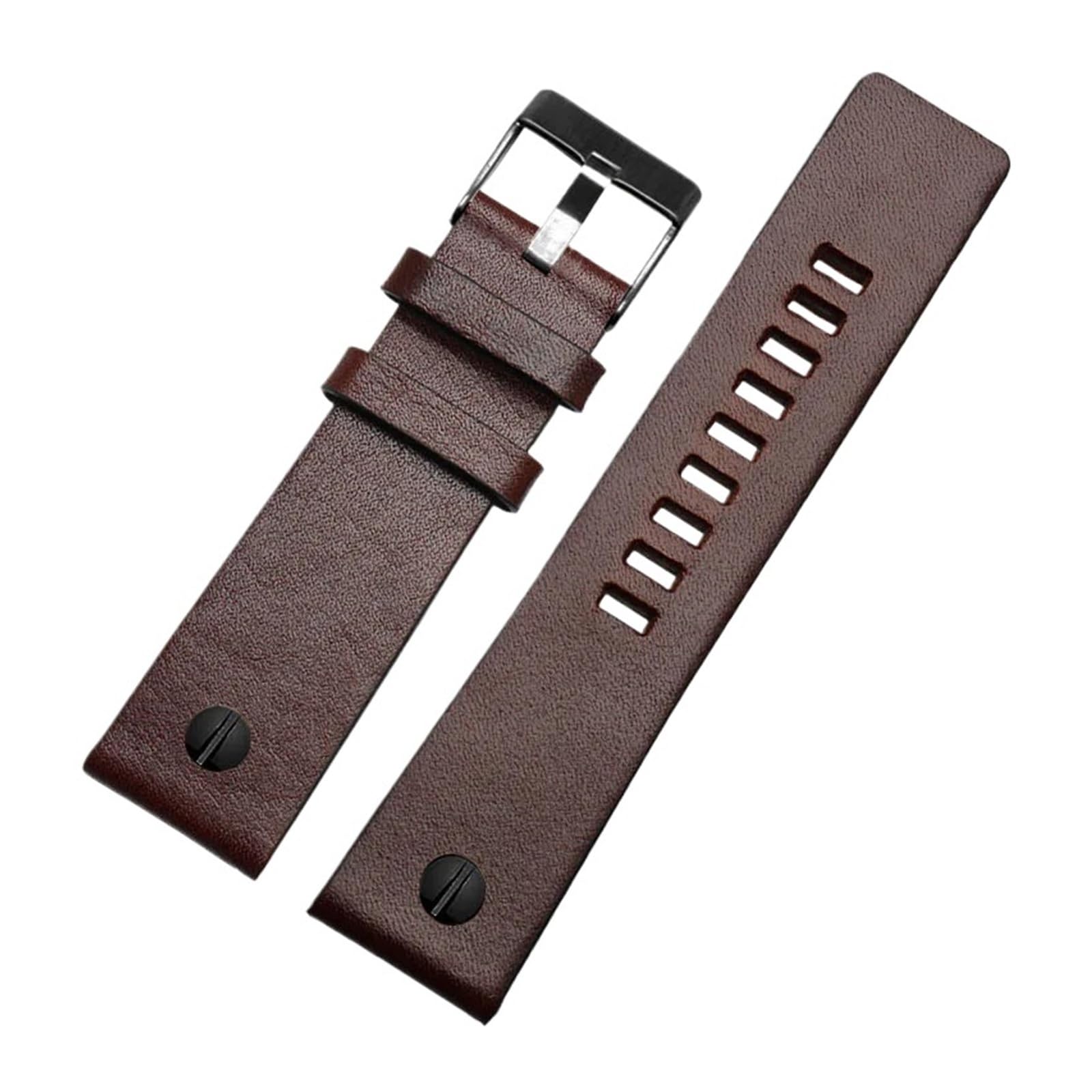 Genérico NASUNJIA Correa De Reloj De Cuero Genuino 22, 24, 26, 28 Y 30 Mm Con Remaches, Compatible Con Pulseras Diesel DZ7406, DZT2009, DZ7413 Y DZ4343.