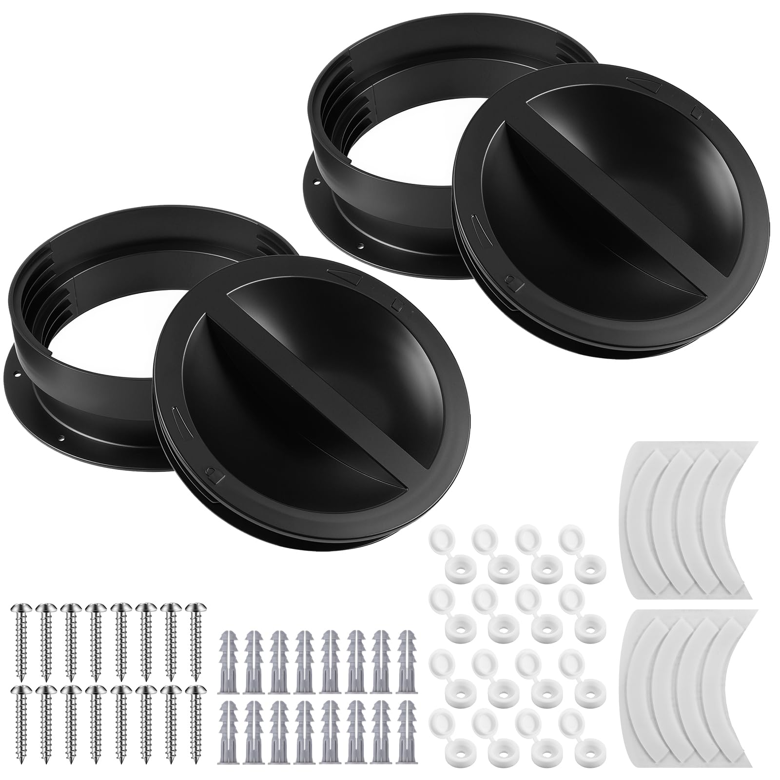 Innconee 2 Set 6 and 6.5 Inches Wall Vent Connector Black