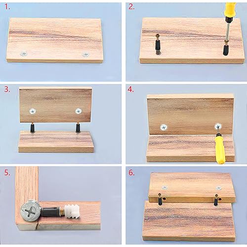 Vista 13 de Juego de 24 clavijas de tornillo de leva de 1.378 in para conexión de muebles, juego de tuercas de bloqueo de leva 3 en 1 de 0.59 pulgadas, conector
