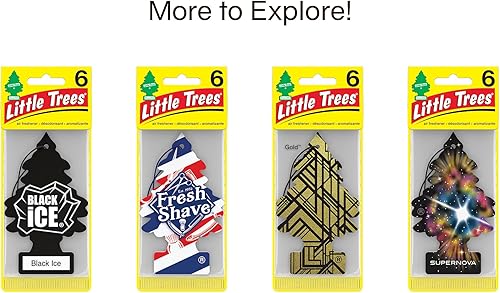 Miniatura 124 de Little Trees - Ambientador de árbol colgante que proporciona un aroma de larga duración para auto u hogar. Aroma Leather, 4 paquetes de 6