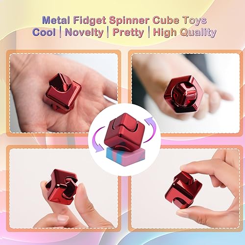 Miniatura 4 de Juguetes antiestrés de cubo giratorio de escritorio genial Gadgets de metal cinético EDC juguete con soporte de silicona para niños, niños,