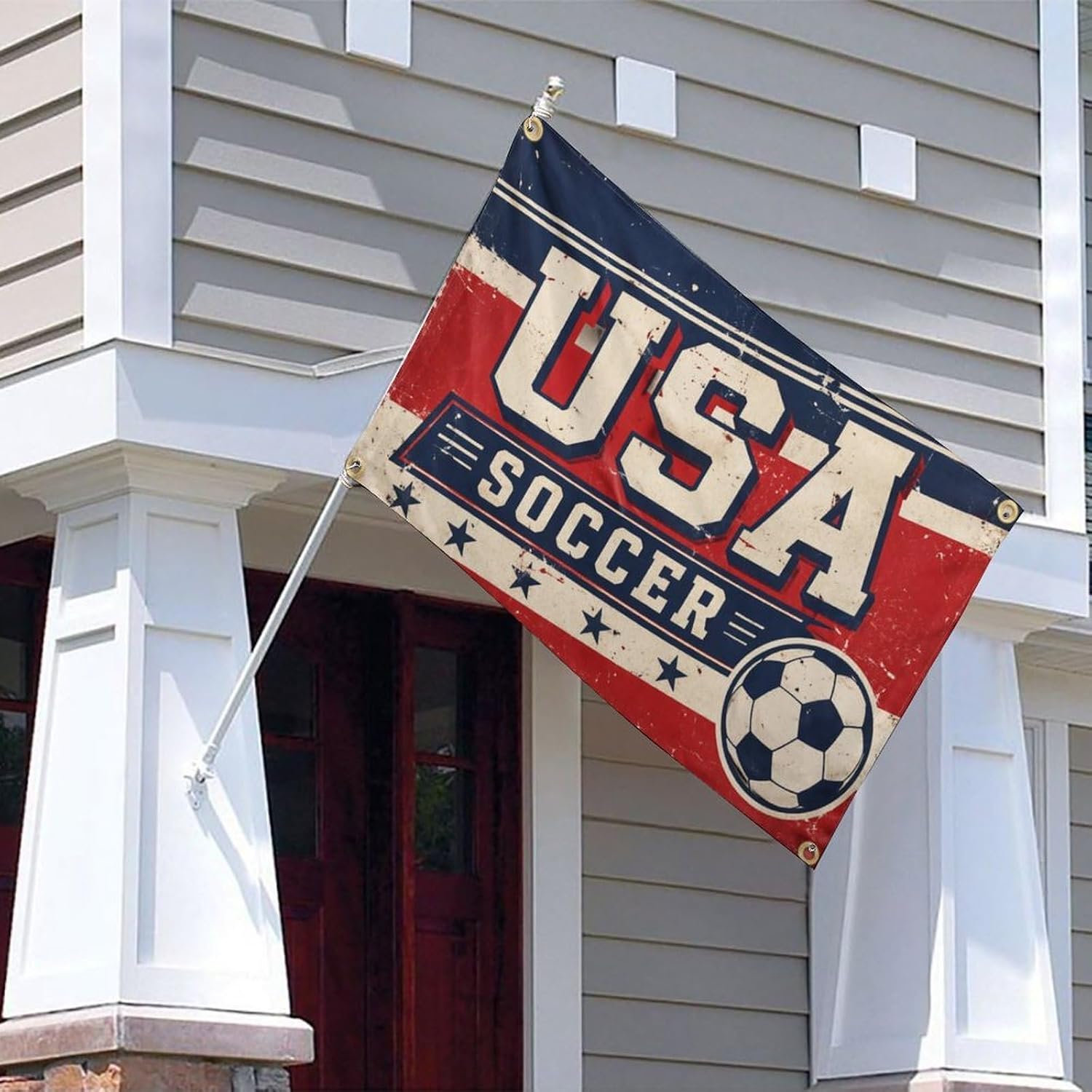 USA Soccer Fan Banner 5x8 FT, Large Vintage Sports Flag Wall Decor, Game Day Hanging Banner for Bedroom, Bar, Dorm, Man Cave, Indoor Outdoor Party Decoration