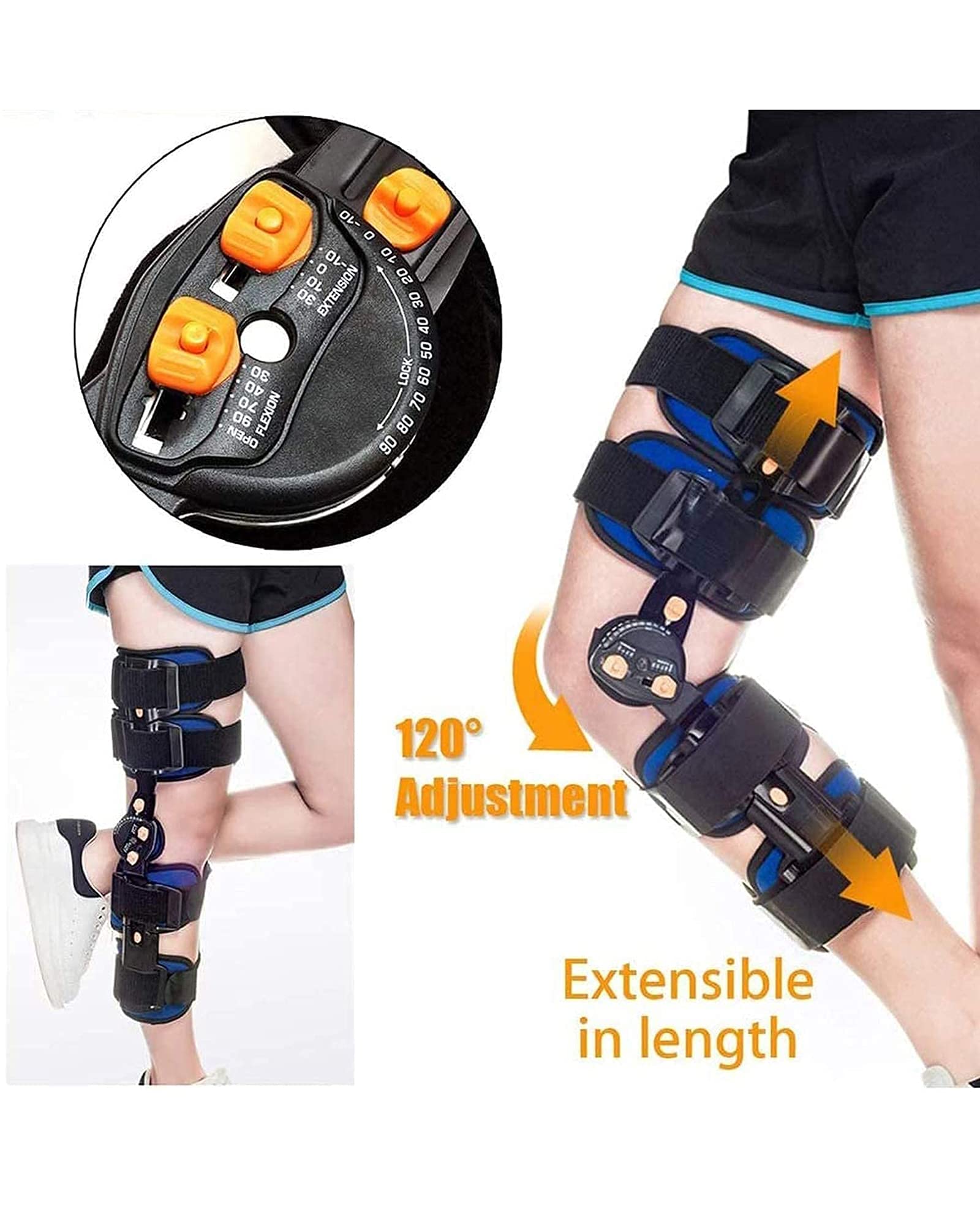 Ortesis de rodilla con bisagra Soporte de fijación de articulación de rodilla extraíble, rodilleras de rehabilitación de fractura de menisco de ligamento de órtesis de aleación de titanio y magnesio