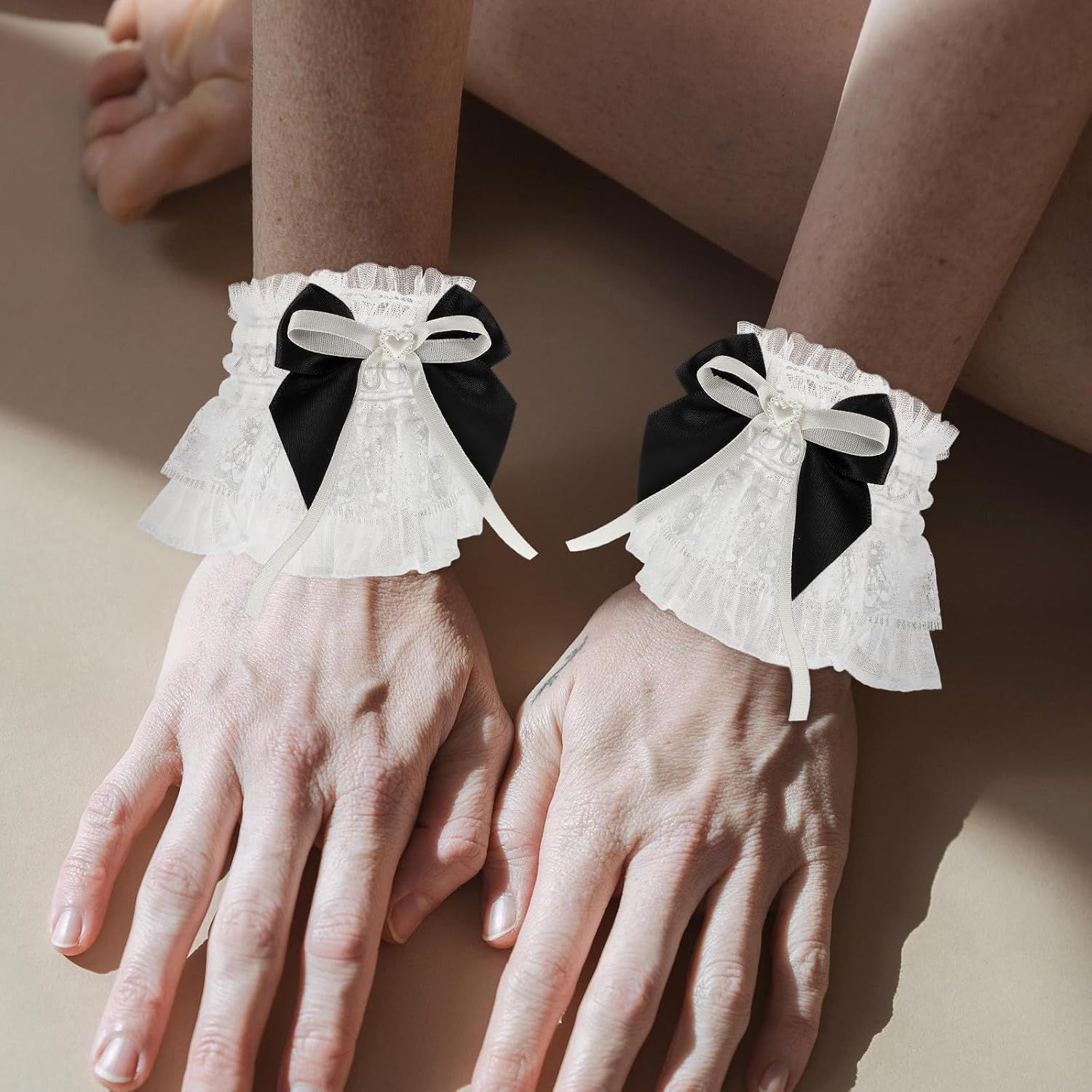 Abaodam Halloween Season Lolita Lace Gloves 1 Pair Women Wrist Cuffs