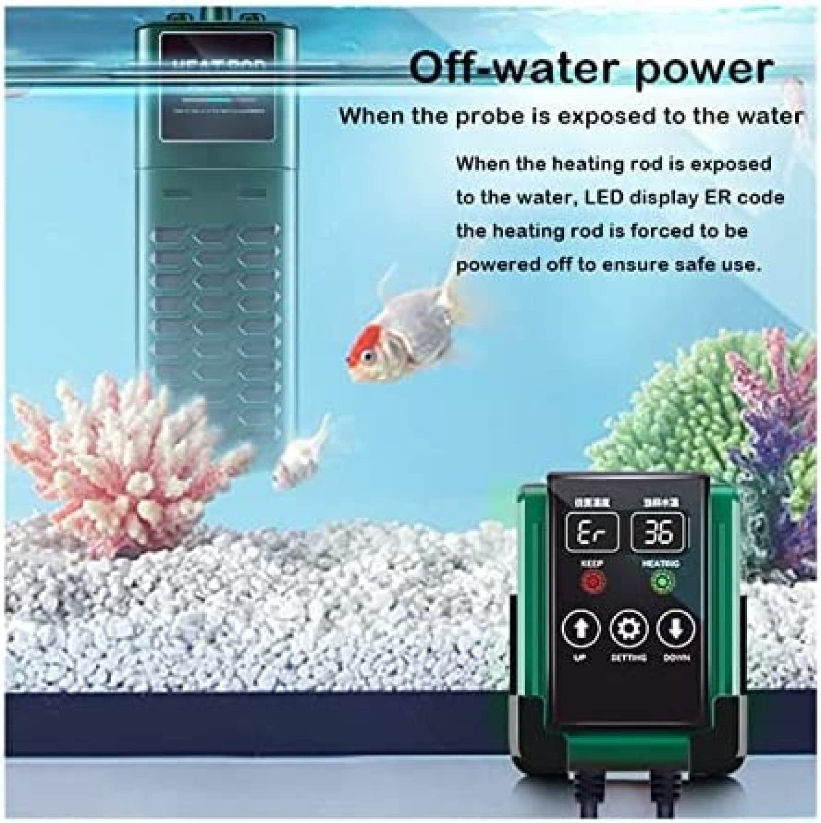Calentador De Acuario, Calentador Sumergible para Acuario Tanque De Peces Pantalla De Temperatura LED Inteligente Y Controlador De Temperatura Externo Varilla De Calentamiento para Agua Dulc
