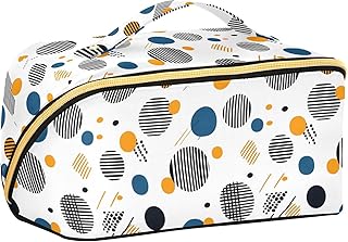 ALAZA Travel Makeup Bag Blue Orange Circle Ge...