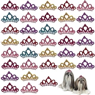 Petunny Pet Hair Clips,30Pcs Dog Crown Hair Clips Dog Topknot Bows Dog Grooming Bows Pet Hair Barrettes for Christmas Party Halloween Thanksgiving Cat Dog Grooming Accessories (Random Color)