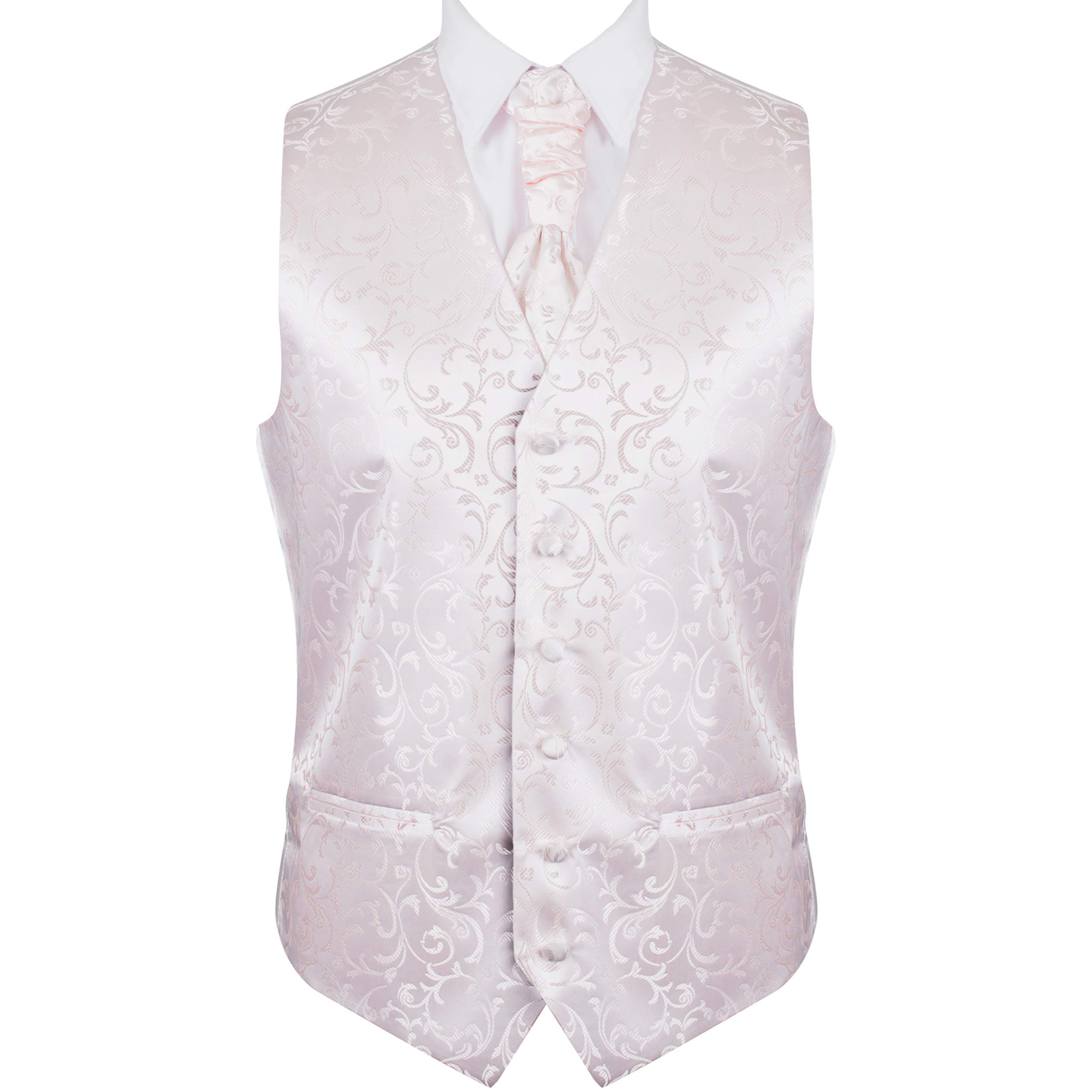 Abel & Burke Ivory Bridal Blush Swirl Leaf Wedding Waistcoat #AB-WWA1000/13 Men's XXXL - 54''
