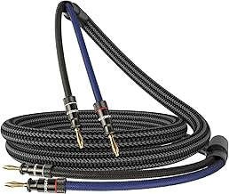 Professional Speaker Cable 3m | 24K Gold Plated Banana Plug | 99.99% OFC (2×2.5mm²) | Eco Braiding | for Home Theater Amplifier and HiFi Speakers