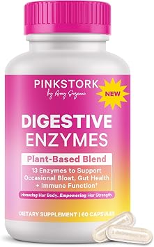 Pink Stork Digestive Enzymes for Women | 13 Plant-Based Enzymes + Amla | Supports Digestion, Gut Health, Bloating & Nutrient Absorption | GLP-1 Wellness | Vegan | 60 Capsules