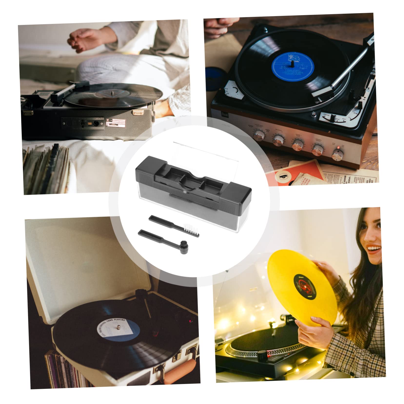 OSALADI 4sets Spazzole Per Pulizia Dischi in Vinile Kit Antistatico Per Manutenzione e Pulizia Di Giradischi e Strumenti Musicali Sicuro e Pratico Da Usare