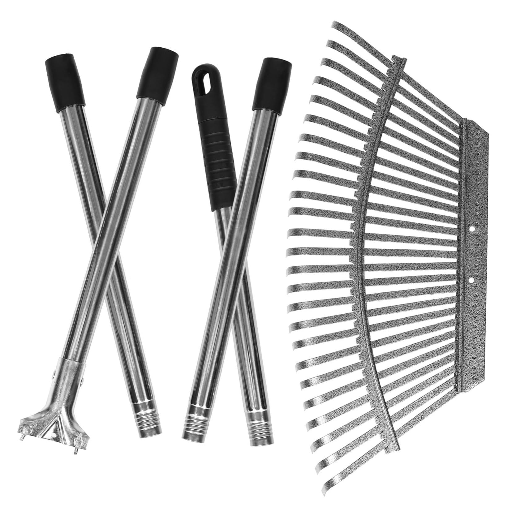 Gartenrechen mit 25 Zinken aus Edelstahl , Verstellbar