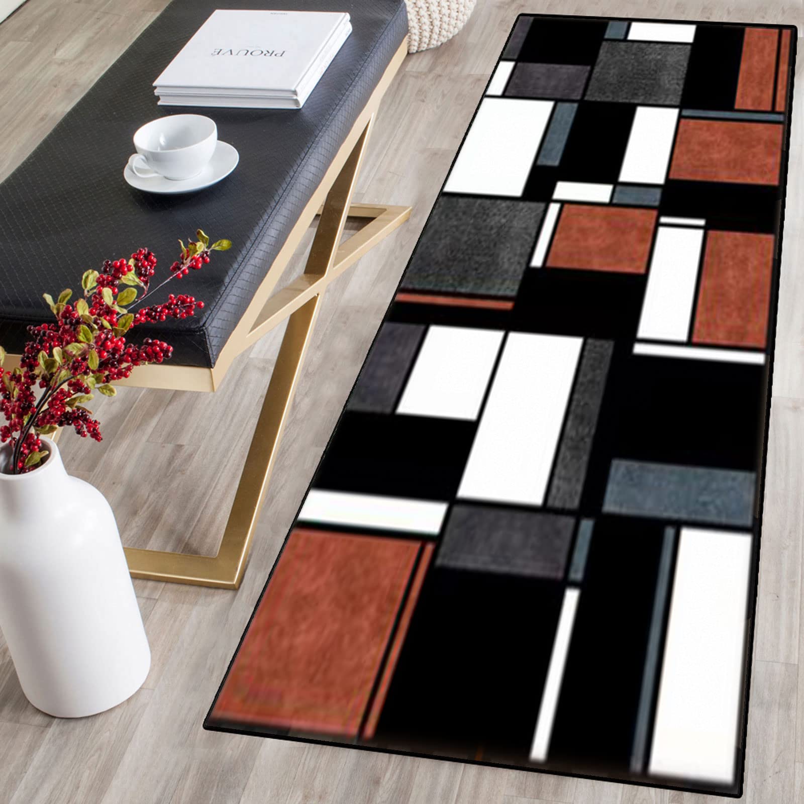 Tapis de cuisine antidérapant extra long lavable en machine doux haute résistance
