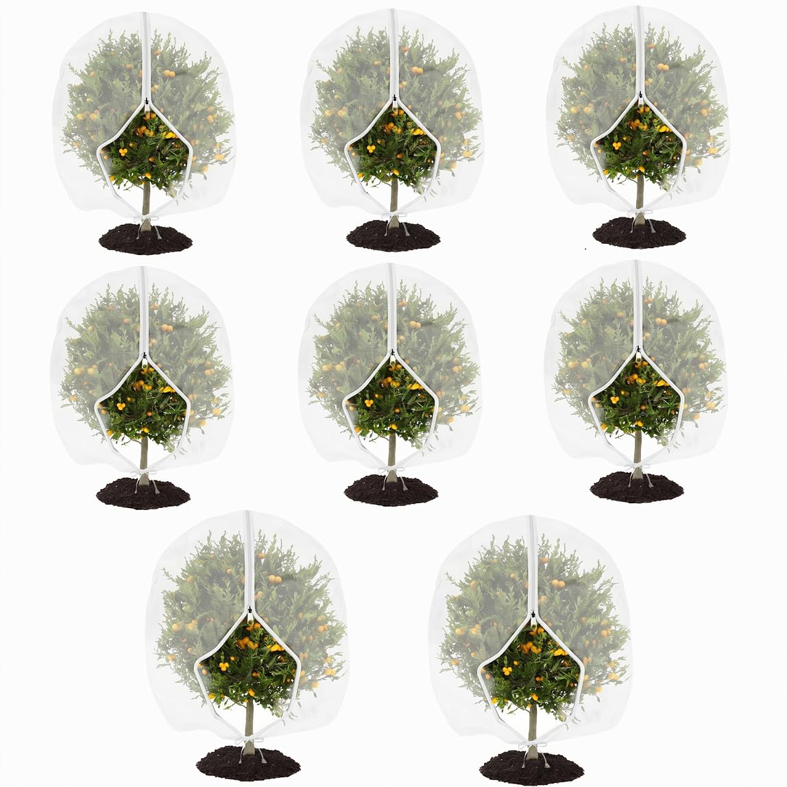 8PCS Fruit Tree Netting Bird Protection with Zipper, Bird Netting for Garden, Fruit Trees Cover Frame Bags with Drawstring for Small Bush Vegetables Strawberry Net (180x200cm)