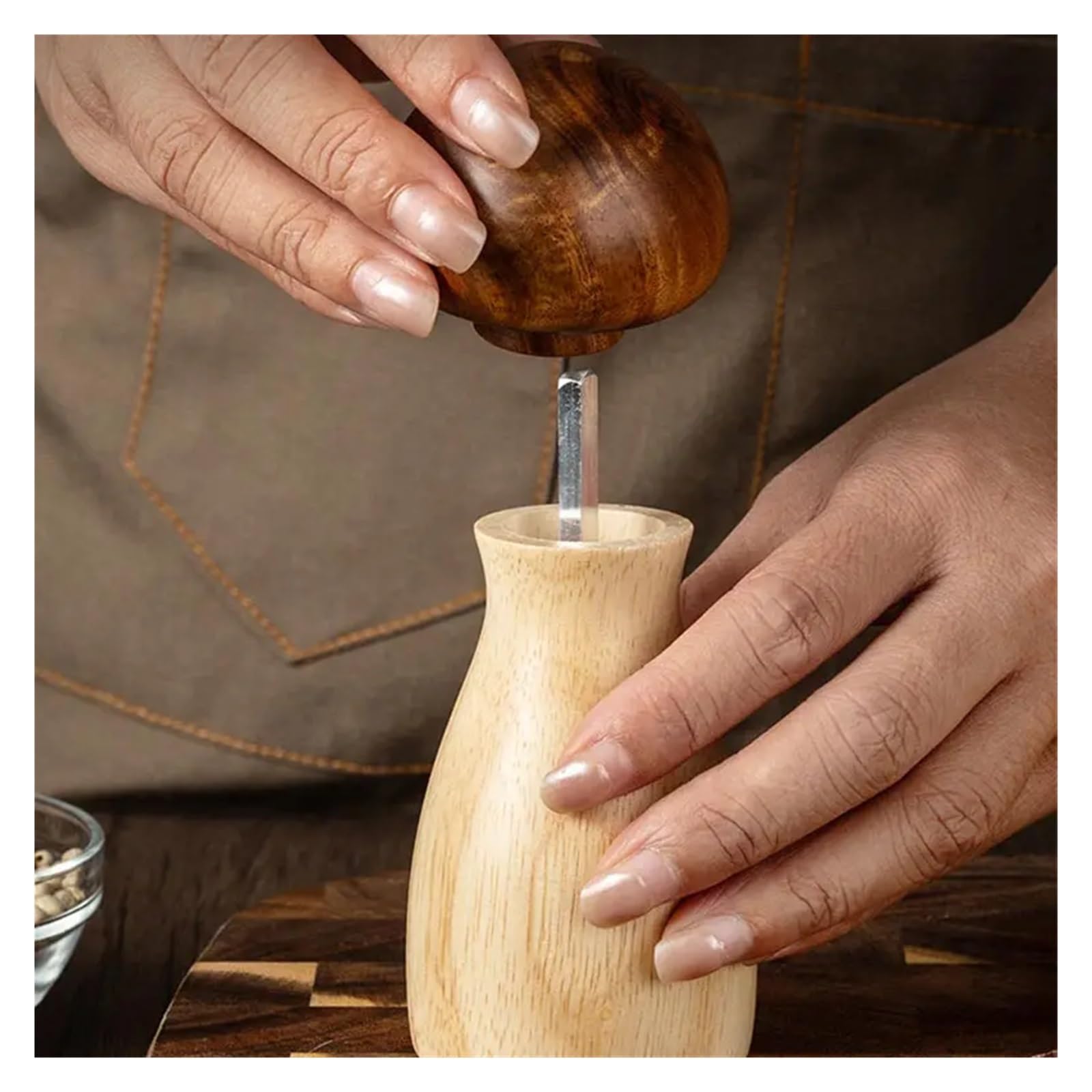 Incdnn Moulin à Poivre Manuel En Bois En Forme De Champignon Pour