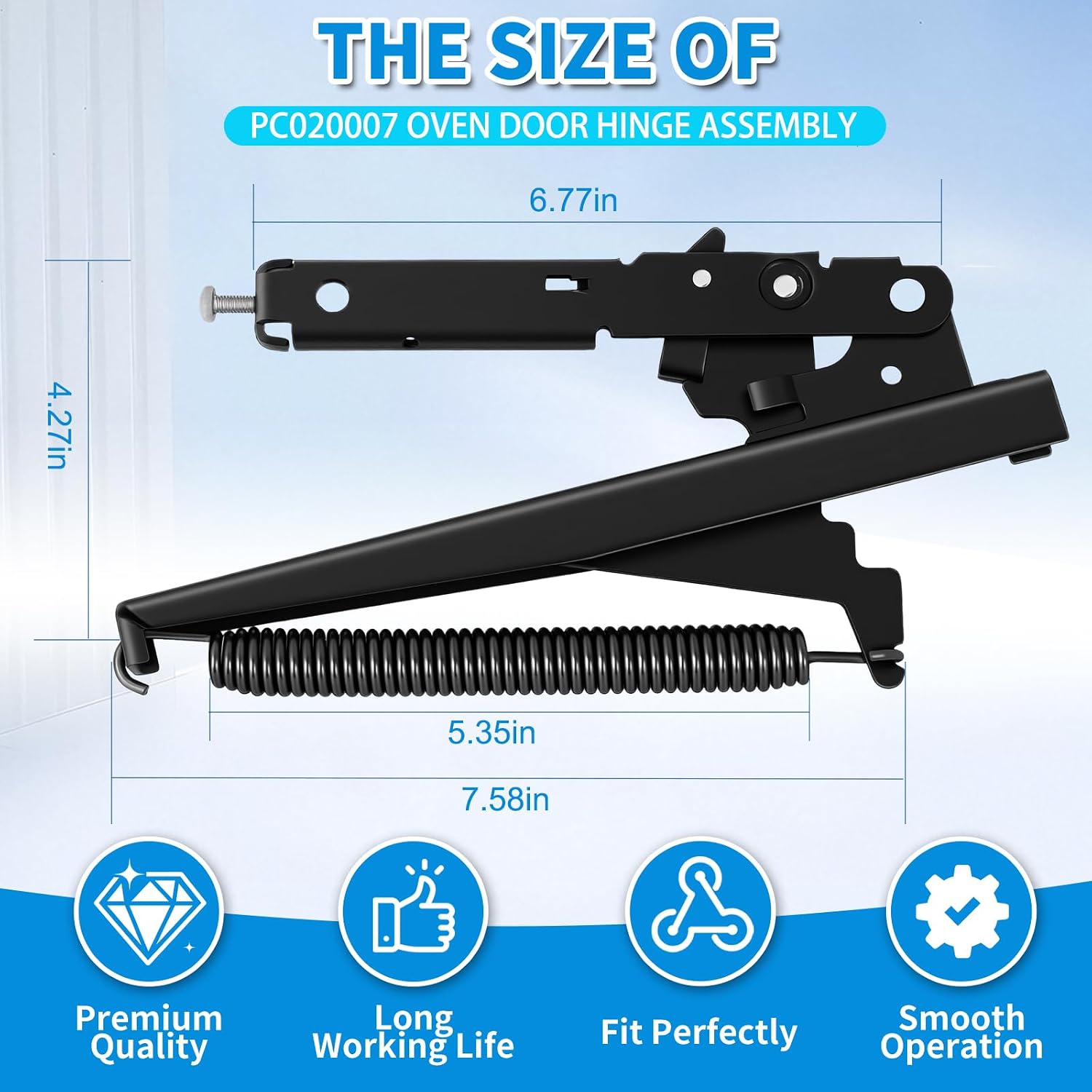 PC020007 Oven Door Hinge, Fits Viking 30" EVGIC305, VGIC305, SVGIC305DSI, VGIC305DSI, VGIC307, 36" VGRC365, 48" EVGIC485, VGIC485, VGIC487, VGIS480, VGSC486, VGSS480 - Replaces 811471, AP5315868