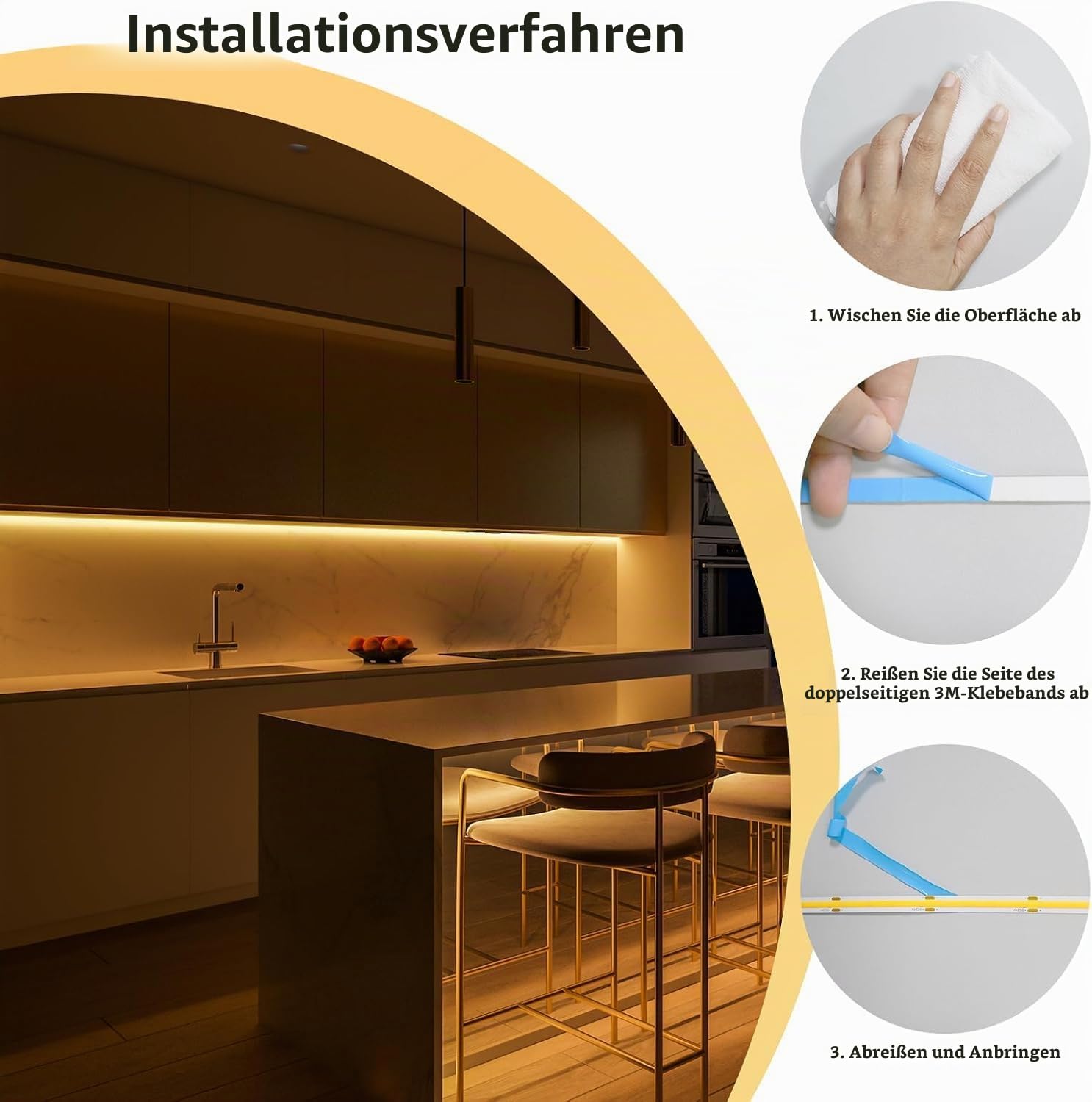 COB LED Streifen 12M Warmweiß Dimmbar, Lichtband 24V mit IR Fernbedienung | 3000K Punktfreies COB Licht mit CRI90+ für angenehme Beleuchtung. Ideal für Küche,Schlafzimmer,Schrank,Spiegel und Wohnzimmer