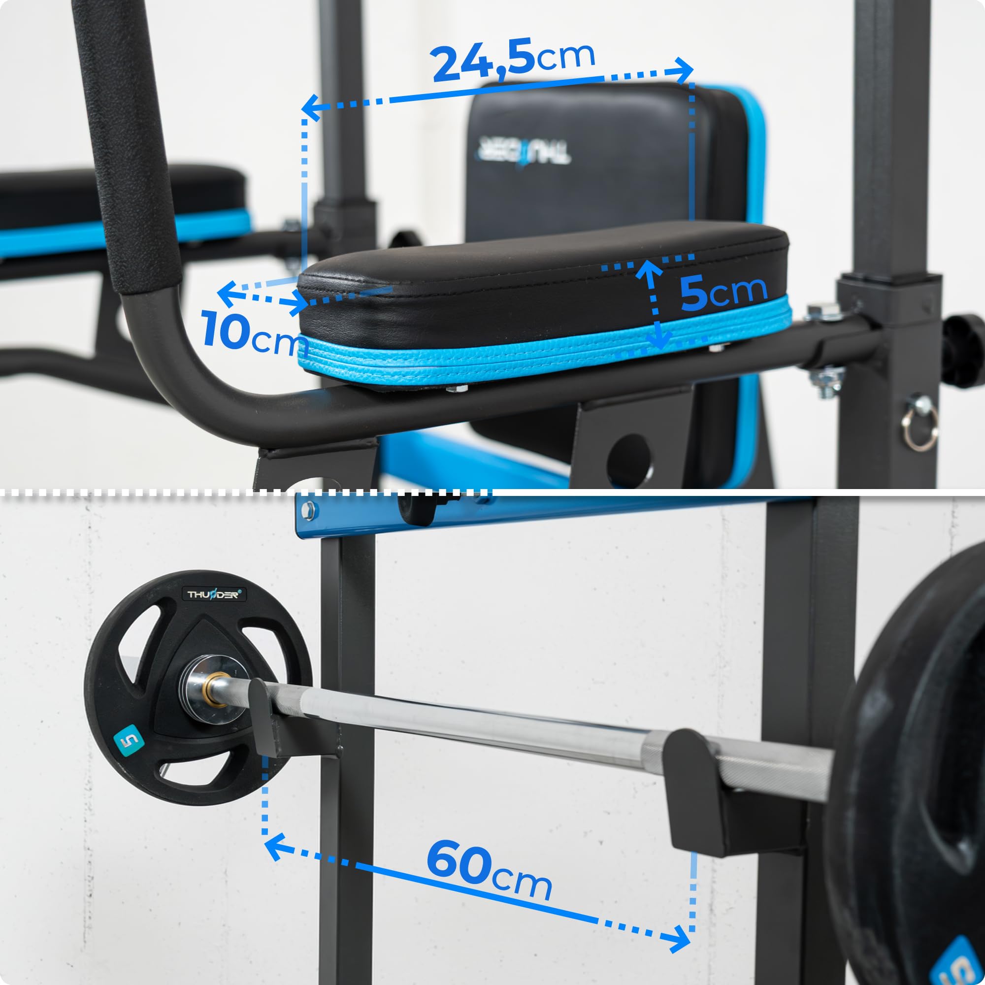 THUNDER Power Tower Dip Station - Stazione per trazioni, attrezzo per fitness a casa