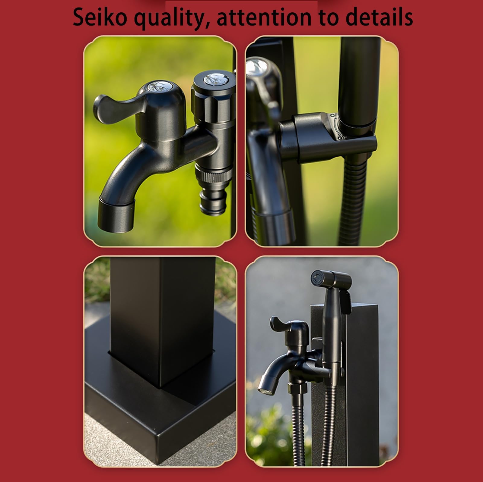 Fontana da Giardino Esterno in Acciaio Inossidabile, Con Attacco Laterale Compatibile, Antigelo Fontanella a Colonna Moderna con Rubinetto a Doppia Uscita(60 * 14 * 14cm/23 * 5 * 5in)