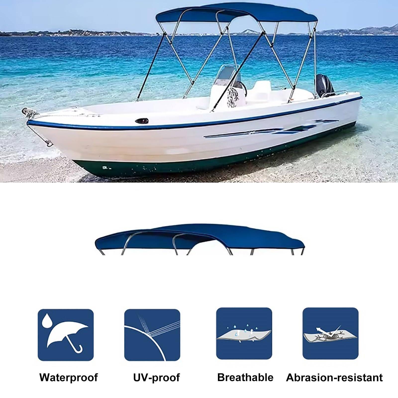 Wymienne Poszycie Dachu Bimini 600D, Ochrona Przed Słońcem i Deszczem – Łatwy Montaż, bez Stelaża(Black,243X155cm)