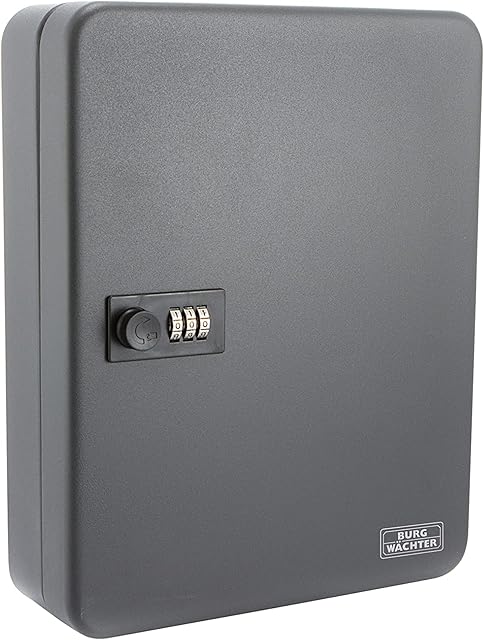 Burg Wachter KC36C Wall Mountable Combination Cabinet with 36 Hooks-Matt Black-with Coloured Key Tags
