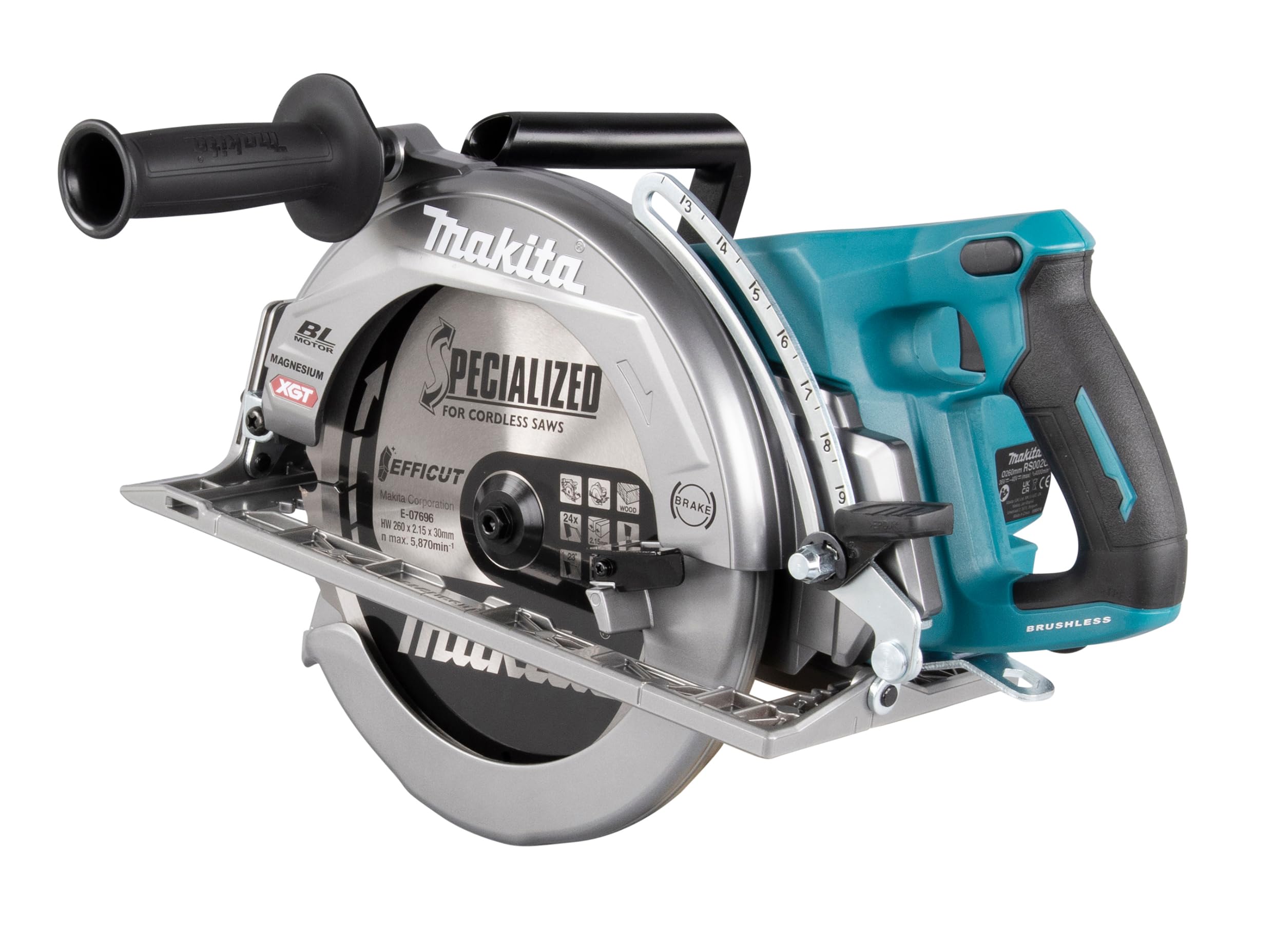 Makita RS002GZ Akku-Handkreissäge 95mm 40V max. (ohne Akku, ohne Ladegerät), Petrol