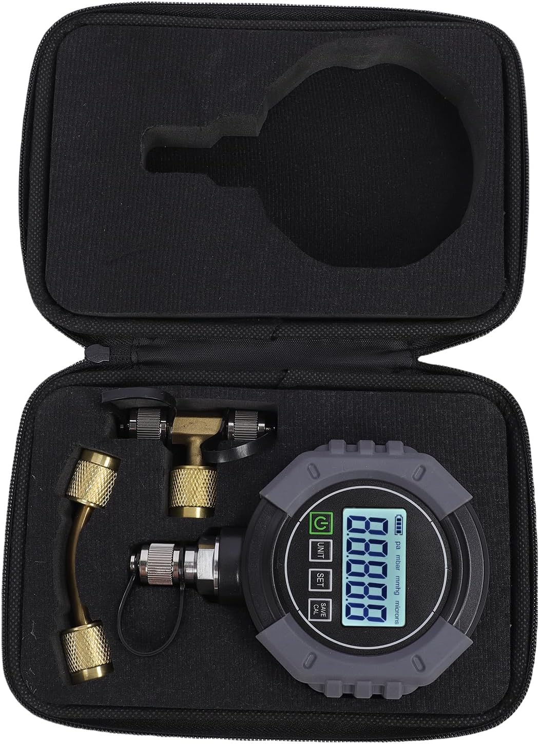 Digital Vacuum Tester Vacuum Meter Vacuum Pressure 0-75000 High Sensitivity Sensor LCD Display with App Connectivity for HVAC Refrigeration Systems