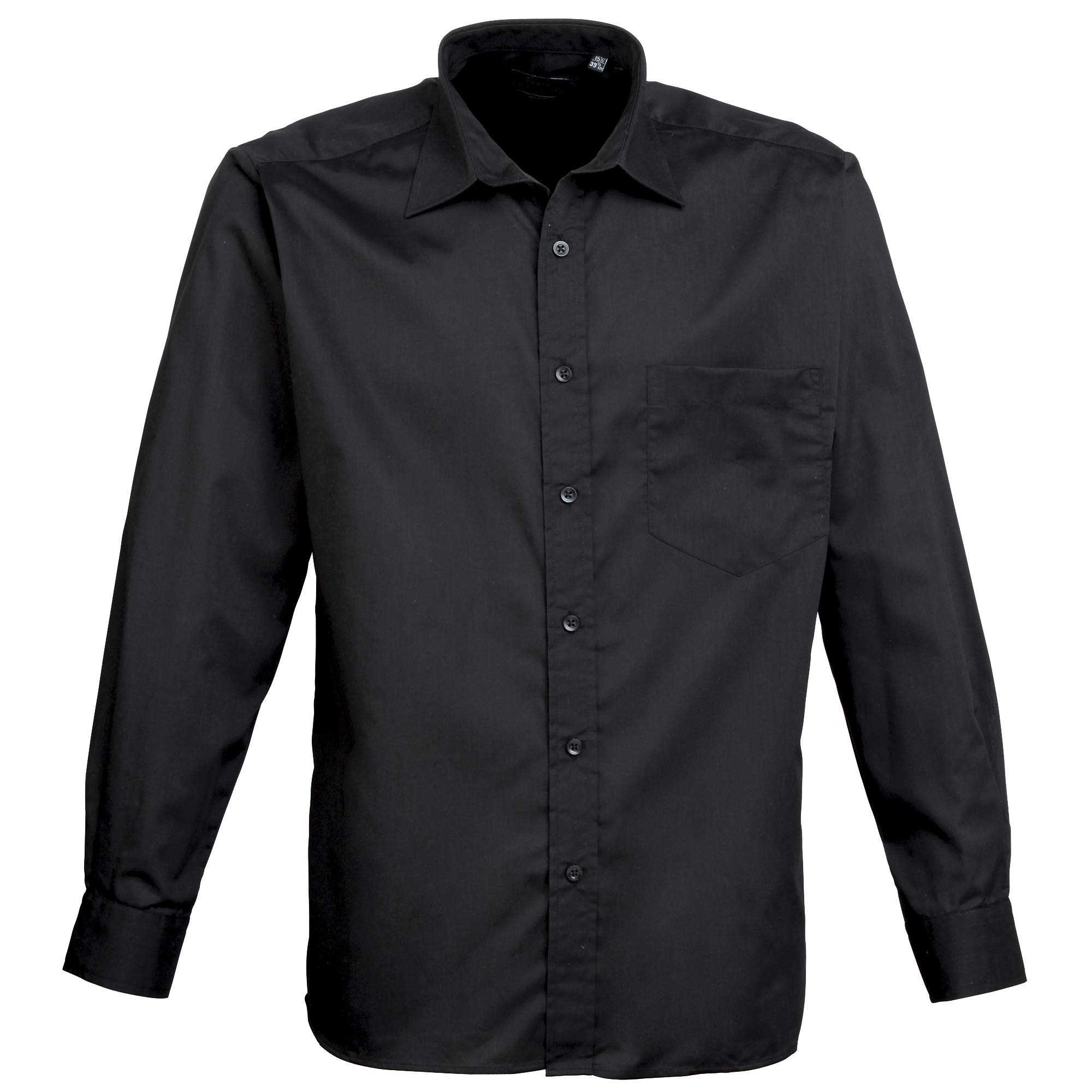 Premier Mens Poplin Long-Sleeved Formal Shirt (16) (Black)