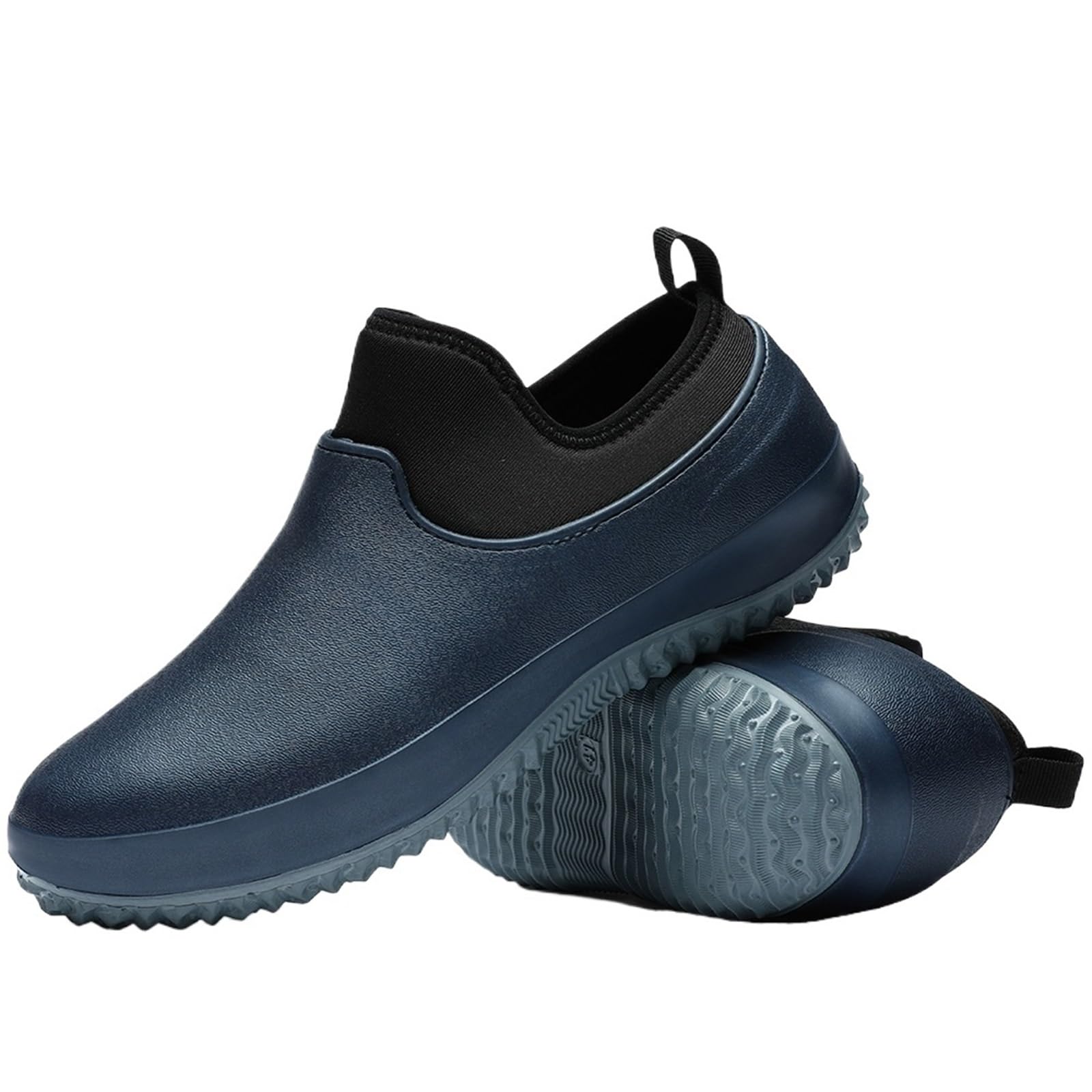 Stivali da Pioggia da Uomo Corti Stivali di Gomma Impermeabili all'aperto Comodi Antiscivolo Scarpe da Lavoro da Cuoco Stivali da Pesca da Uomo for Tempo piovoso Stivali Pioggia Uomo(Blue,39)