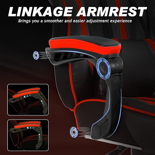 Miniatura 34 de Vonesse Silla de juegos rosa para adultos, silla de juegos de PC para niñas, silla reclinable de computadora con reposapiés, silla ergonómica de