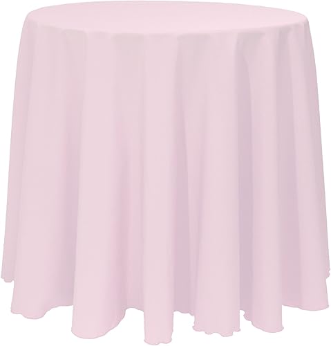 ULTIMATE TEXTILE Mantel redondo de lino de poliéster de 96 pulgadas, color rosa hielo
