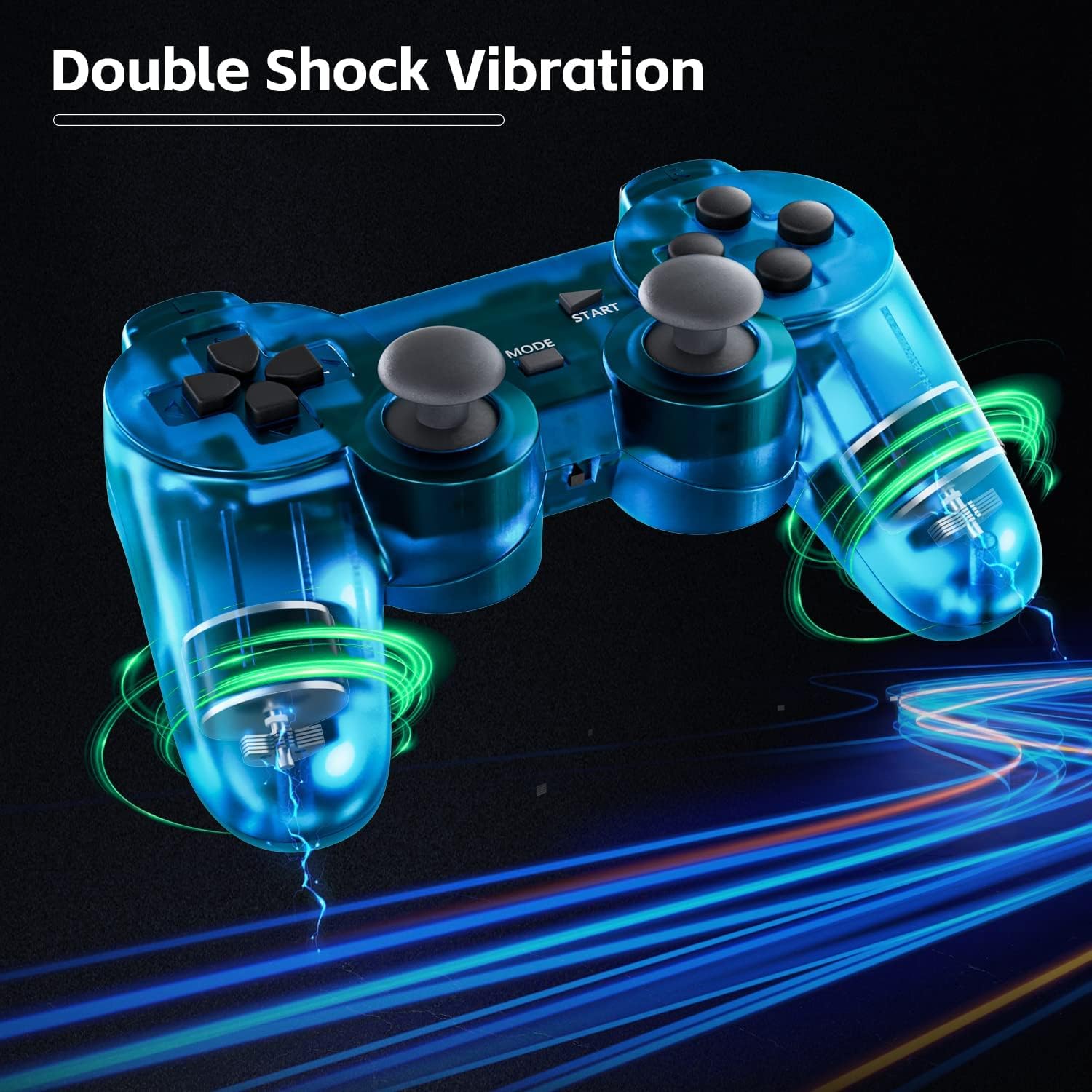 AUFGLO Contrôleur classique sans fil pour Ps2/Dual Shock 2/PC- (Violet+Bleu)