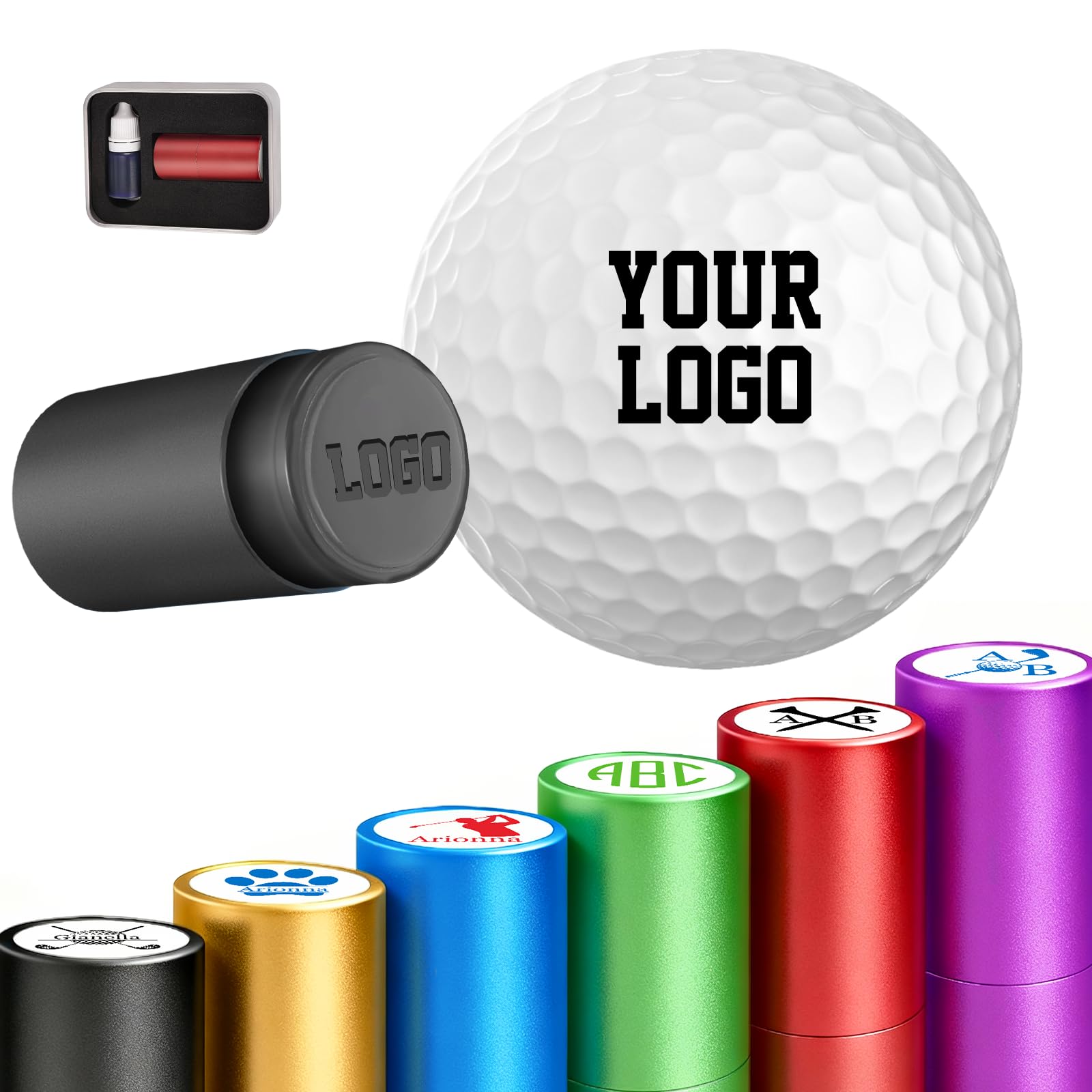 Gridachi Custom Golf Ball Stamp Marker Personalised Quick-Dry Monogram Golf Ball Stamp with Logo Name Reusable Waterproof Golf Ball Stamp Gifts for Men Golf Lovers Golfers Dad Husband