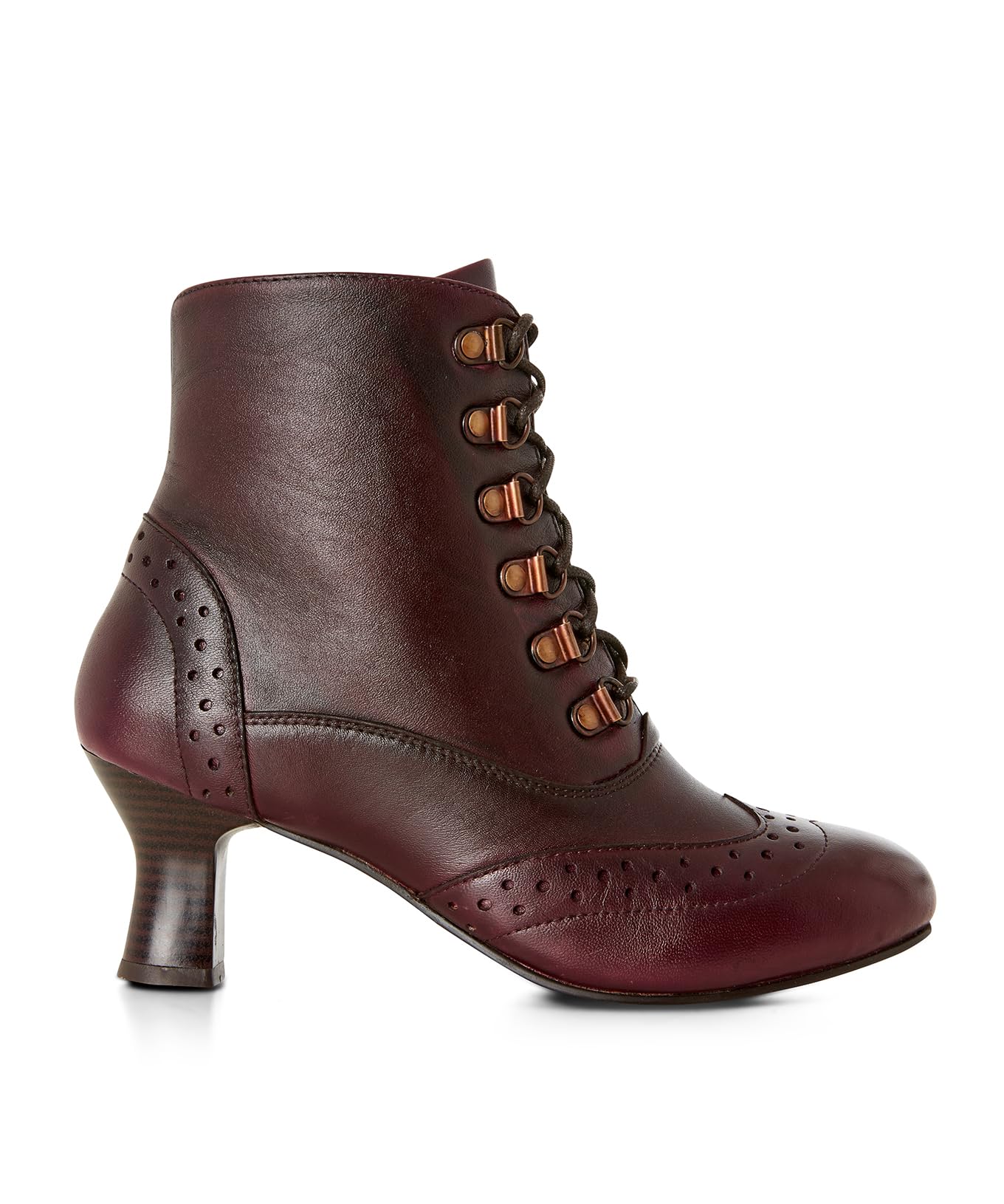 Joe Browns Women's Vintage Brogue Detail Leather Ankle Boots, Burgundy, 7 UK