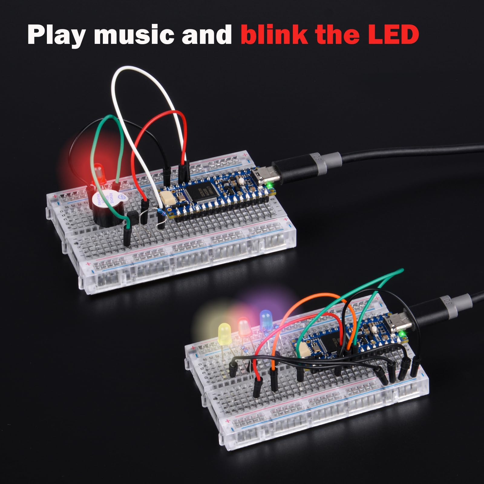 GeeekPi DIY Kit for Arduino Nano R4 with Headers, Beginner Electronics Learning Set, Includes Breadboard, LEDs, Resistors, Transistors,Push Buttons,Jumper Wires,USB-C Programming Cable,with Tutorial — view 7