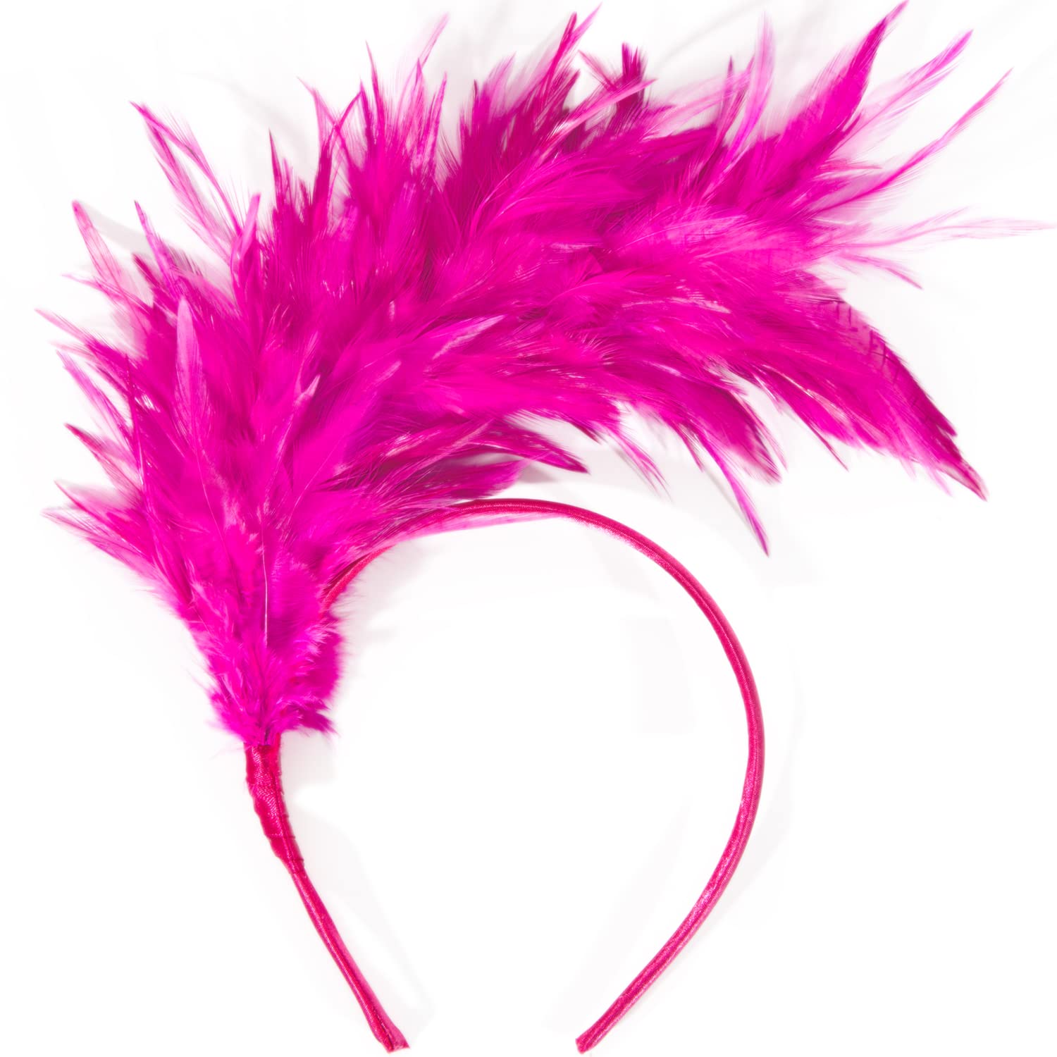KICOFIT Feathers Headband Masquerade Headpiece for Women Halloween Christmas Party Favor Floral Fascinator Crown (Feather-rose, One size)