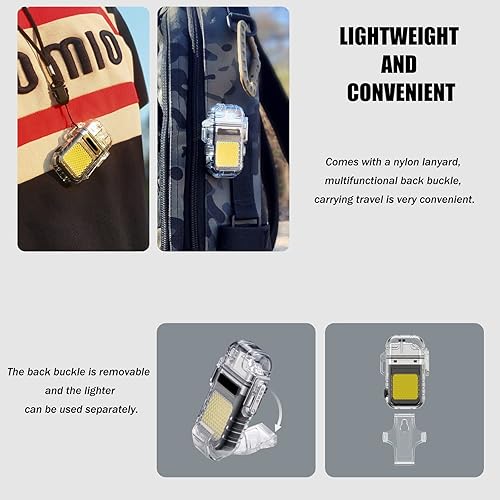 Miniatura 5 de YOZWOO Encendedor eléctrico recargable USB C, encendedor de doble arco con luz COB, encendedor de plasma impermeable IP56 para campamento al aire