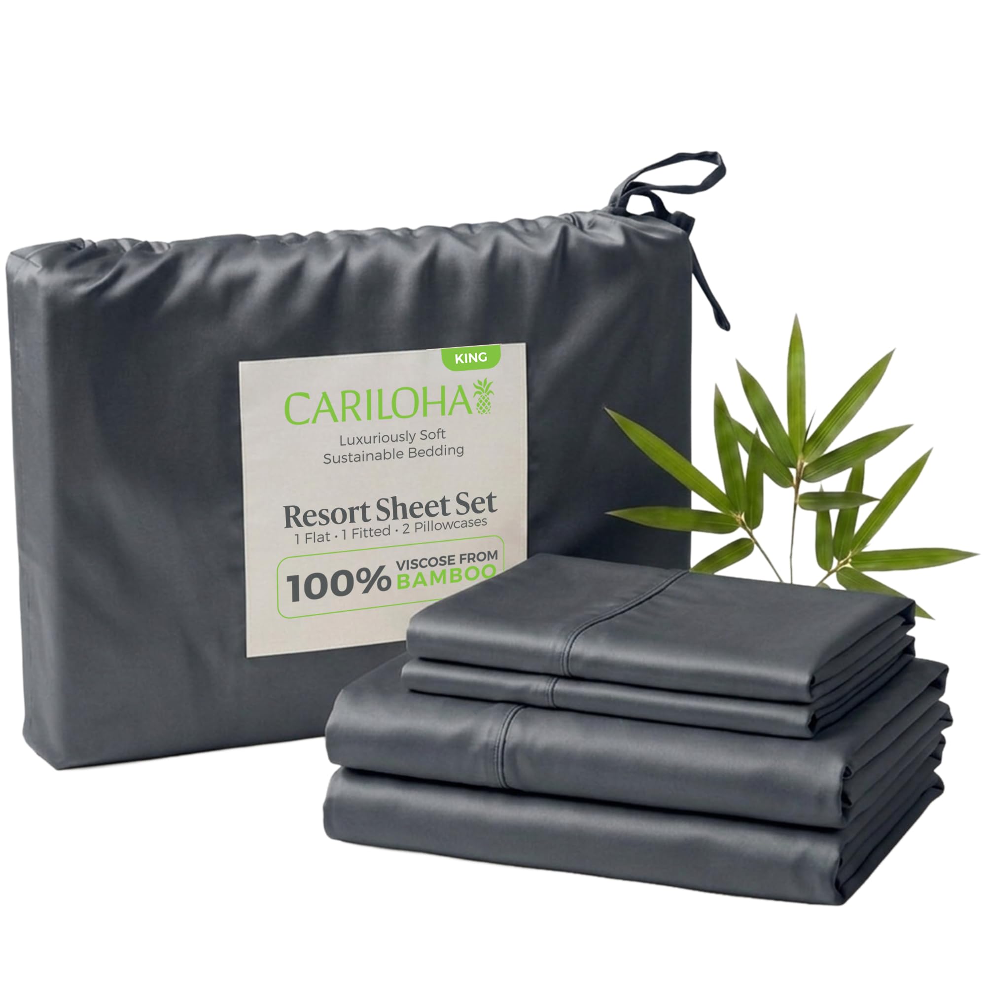 Cariloha Resort 100% Organic Bamboo Viscose King Sheets Blue Lagoon