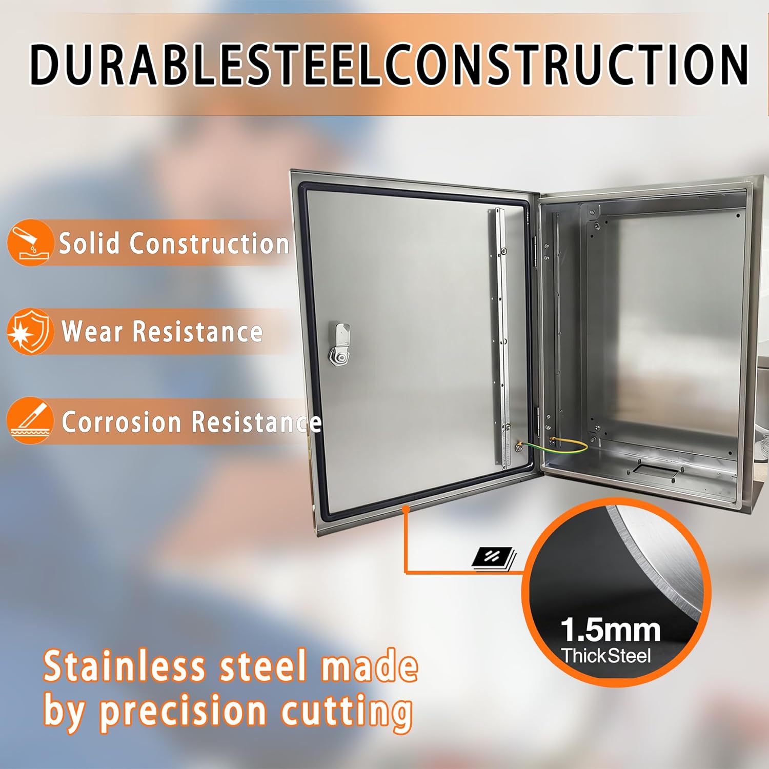 Stainless Steel Electrical Enclosure 12x8x6 Inch NEMA 4X Enclosure 304 Stainless Steel Box IP66 Waterproof and Dustproof Metal Box