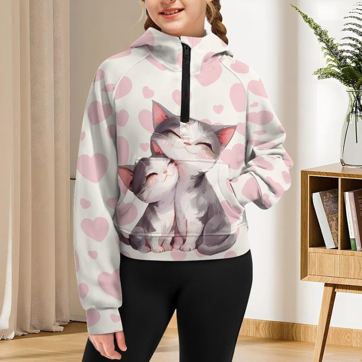 AFPANQZ Girls Half Zipper Sweatshirts Trendy Fall Pullover for 5-14 Years Girls Long Sleeve Sweater Fall Clothes
