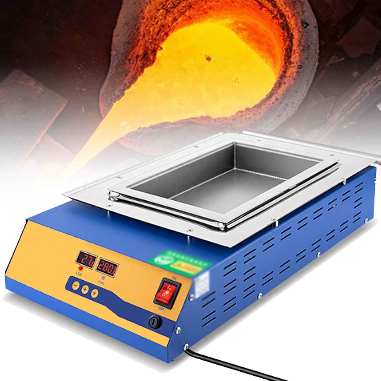 Eoweiot Electric Melting Furnace - Double Digital Solder Pot with Adjustable Temperature Up to 400°C for DIY, Efficient and Versatile Tool