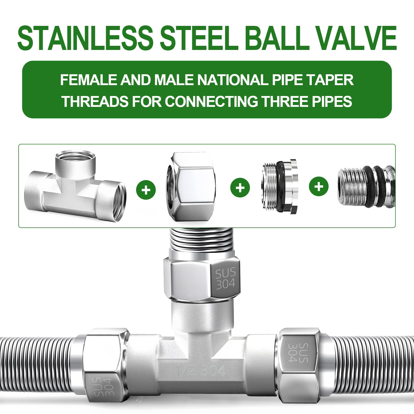 Ziyahi 304 Stainless Steel 3 Way Ball Way Valve For Water Gas Steam - View #3