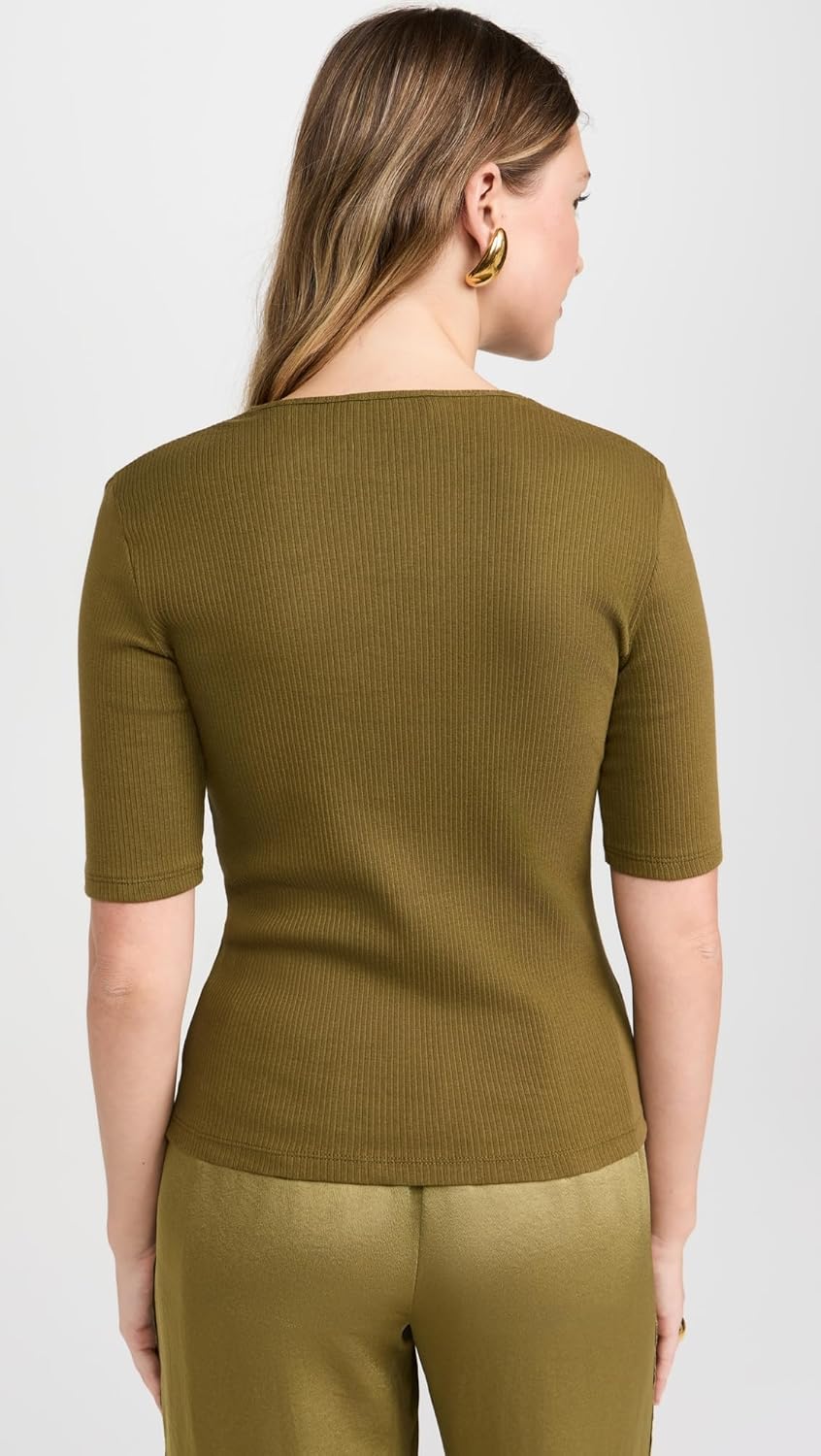 Vince Women's Rib Elbow Sleeve Crew Tee - Image 3