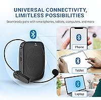 Vista 4 de Amplificador de voz inalámbrico con micrófono de auriculares, amplificador Bluetooth inalámbrico personal con micrófono, micrófono inalámbrico
