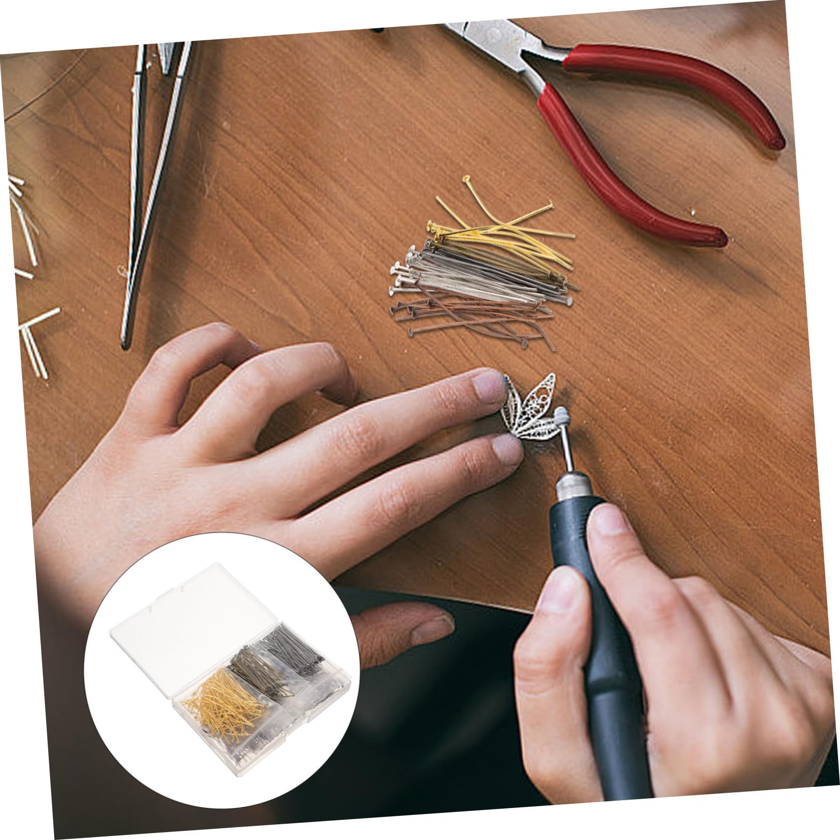 Angoily 5 Set Spillo Per Pin Sottili Forniture Numero Making Dress Tallone Piatto Fabbricazione Spilli A Testa Fai Da Te Risultati Della Creazione Di Gioielli Metallo 600 Pezzi * 5