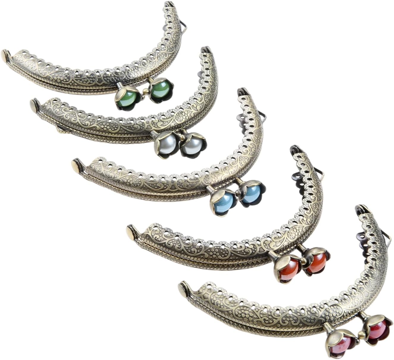 Antique Metal Purse Frame, 5PCS 3.3"/8.5cm Bronze Kiss Clasp Lock 5 Colors