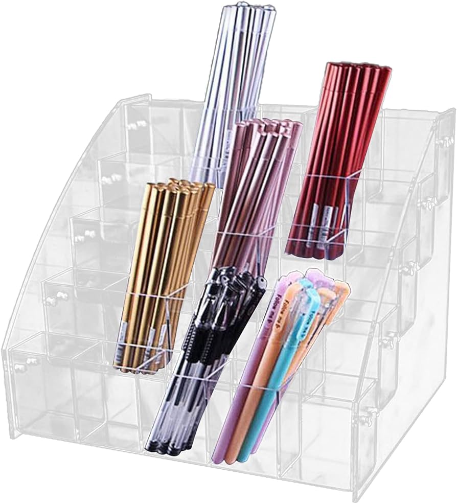 美品、中古品】アクリル製ペン収納スタンド 90仕切 最大360本分収納