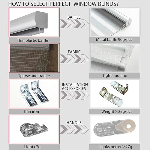 Miniatura 5 de Zebra - Persianas enrollables para ventana, corte personalizado a medida, persianas enrollables de doble capa, gris, fijo de 64 pulgadas de alto, 40