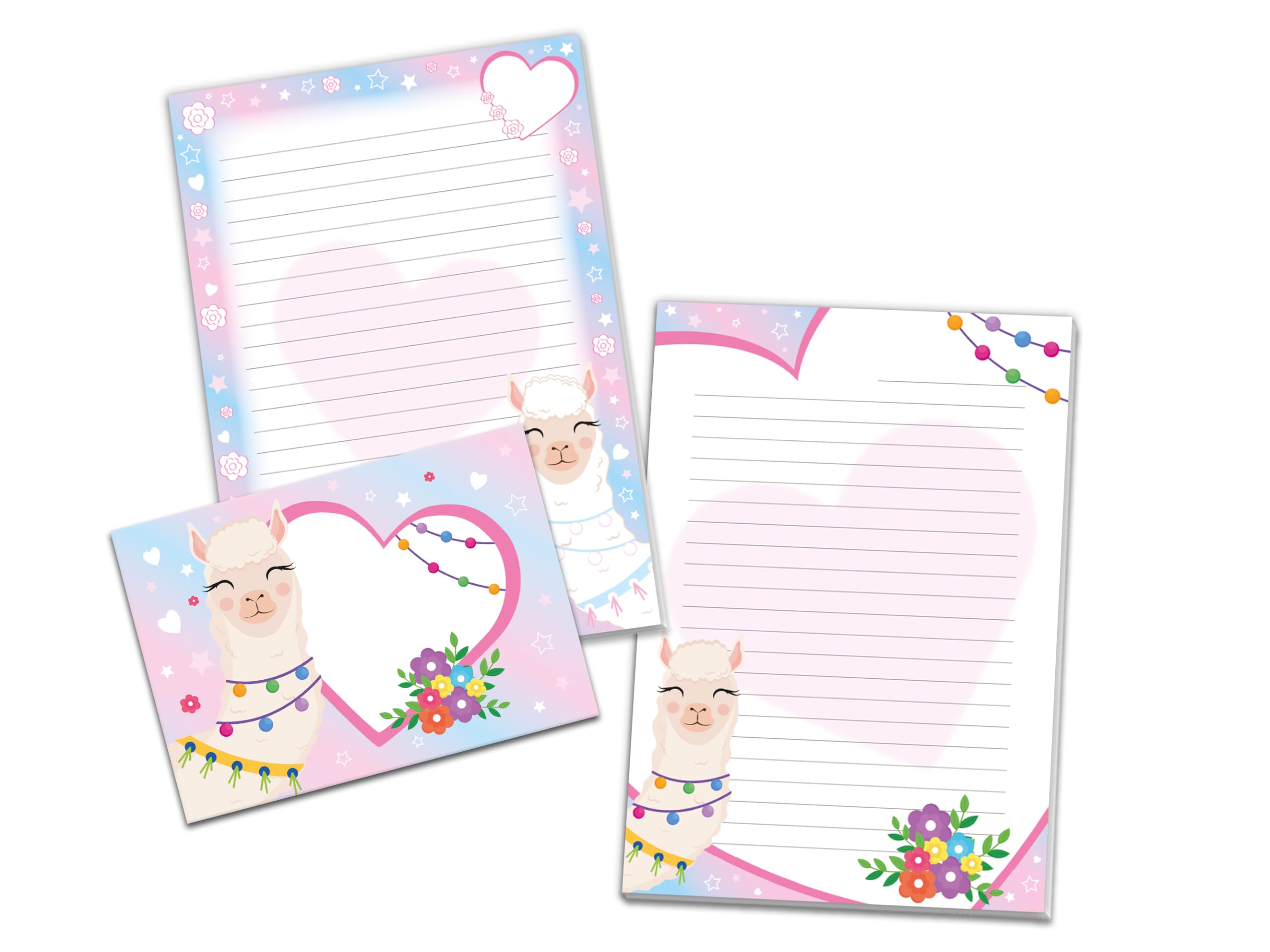 Lot Papier à Lettre Enfants Avec Enveloppes - Motif Animaux Arc-en-Ciel - Bloc A5 Ligné 25 Feuilles + 15 Enveloppes