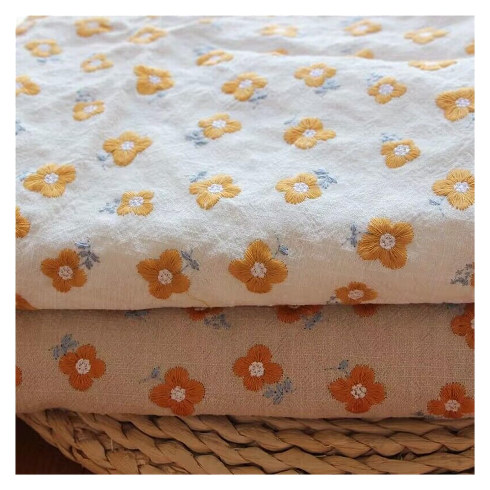 Tissu Coton Tissu en Coton et Lin brodé en Trois Dimensions for Sacs, canapés, Rideaux de Table à Manger, nappes, Tissu Fait Main Bricolage pour la Couture, la décoration(White)